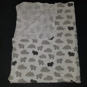 Carter's Gray White Sheep Clouds Receiving Blanket Lovey Security 100% Cotton